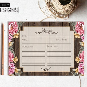 Recipe Cards Printable, Bridal Shower Recipe Cards, Digital File ...