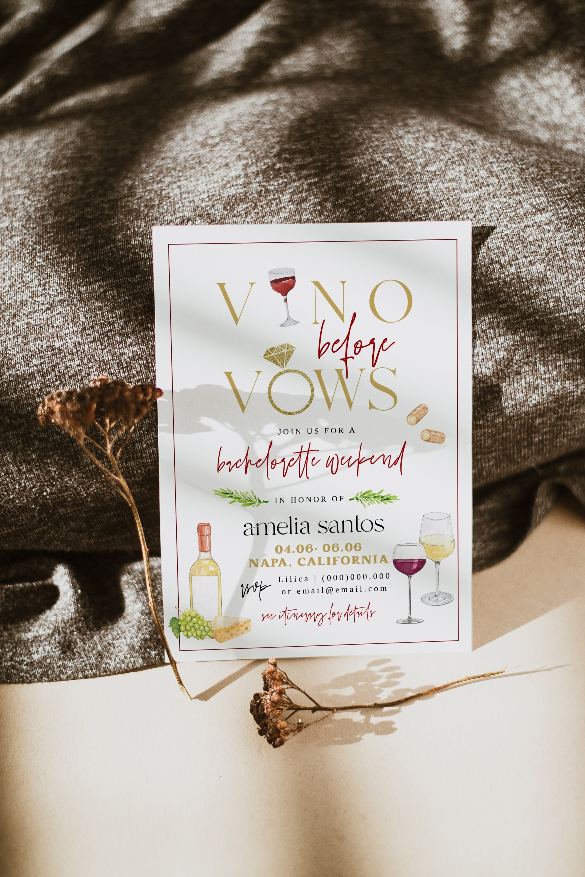 Vino Before Vows Bachelorette Invitation, Wine Bachelorette Invite ...