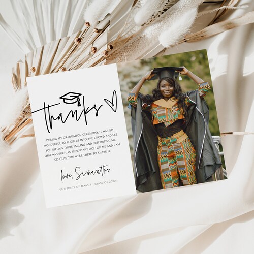 ELLIA Graduation Photo Thank You Card Graduation Thank You Etsy
