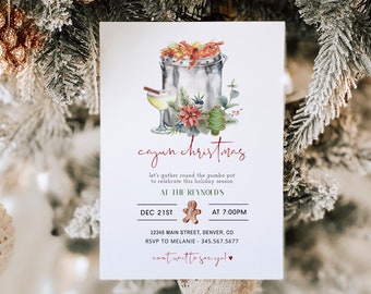 Cajun Christmas Party Invitation, Cajun Gumbo Christmas Invitation, Gumbo Party Invitation Holiday, Company Invitation Holiday, Download