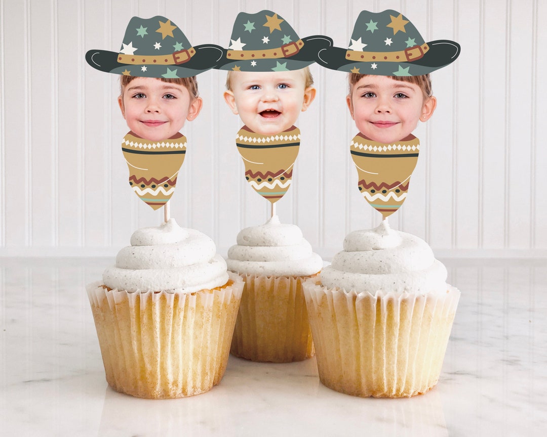 First Rodeo Birthday Cupcake Topper Printable, Retro Rodeo Birthday ...