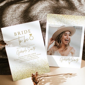 Gold Bridal Shower Invitation, Bridal Shower Evite, Bride to Be Invite, Bridal Shower Invite, Gold Bridal Shower Invitation Instant Download