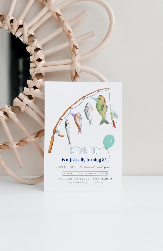 Fishing Birthday Invitation, O-fish-ally One Invitation, The Big ONE Invitation, Fishing Party Invite, Fishing Invitation for Boys, Evite