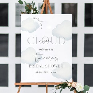 Bride Is On Cloud Nine Bridal Shower Welcome Sign, On Cloud Nine Welcome Sign Printable, Modern Bridal Shower Welcome Sign Editable DIY