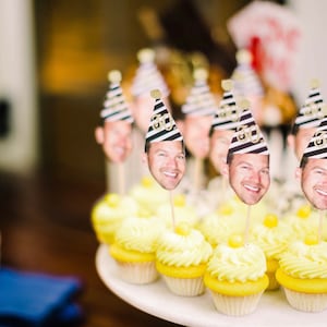 Photo Cupcake Toppers 30th, 40th, 50th, 60, 75 Digital File, Birthday Decor, 30th birthday for him decorations, Cupcake, Photo, ANY AGE image 3