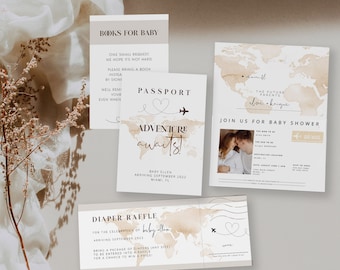 Passport Baby Shower Invitation, Adventure Awaits Baby Shower Invitation, Travel Baby Shower Invitation, Boarding Pass Baby Shower, Editable