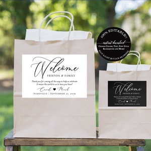 Welcome Bag Label Template, Editable Welcome Bag Sticker, Welcome Box Sticker, Printable Hotel Bag, Welcome bag labels for wedding