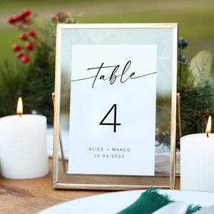 Modern Wedding Table Numbers, Minimalist Wedding Table Number, Editable Table Number Template, Simple Table Numbers Card DIY | MIA