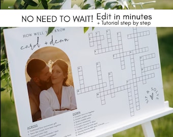 Wedding Crossword Puzzle Sip Solve Crossword Puzzle Wedding Crossword Template Wedding Games Sip and Solve Crossword Puzzle Template DIY