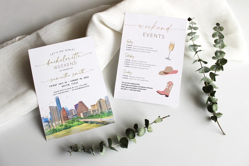 Austin Texas Bachelorette Invitation & Itinerary Template Etsy