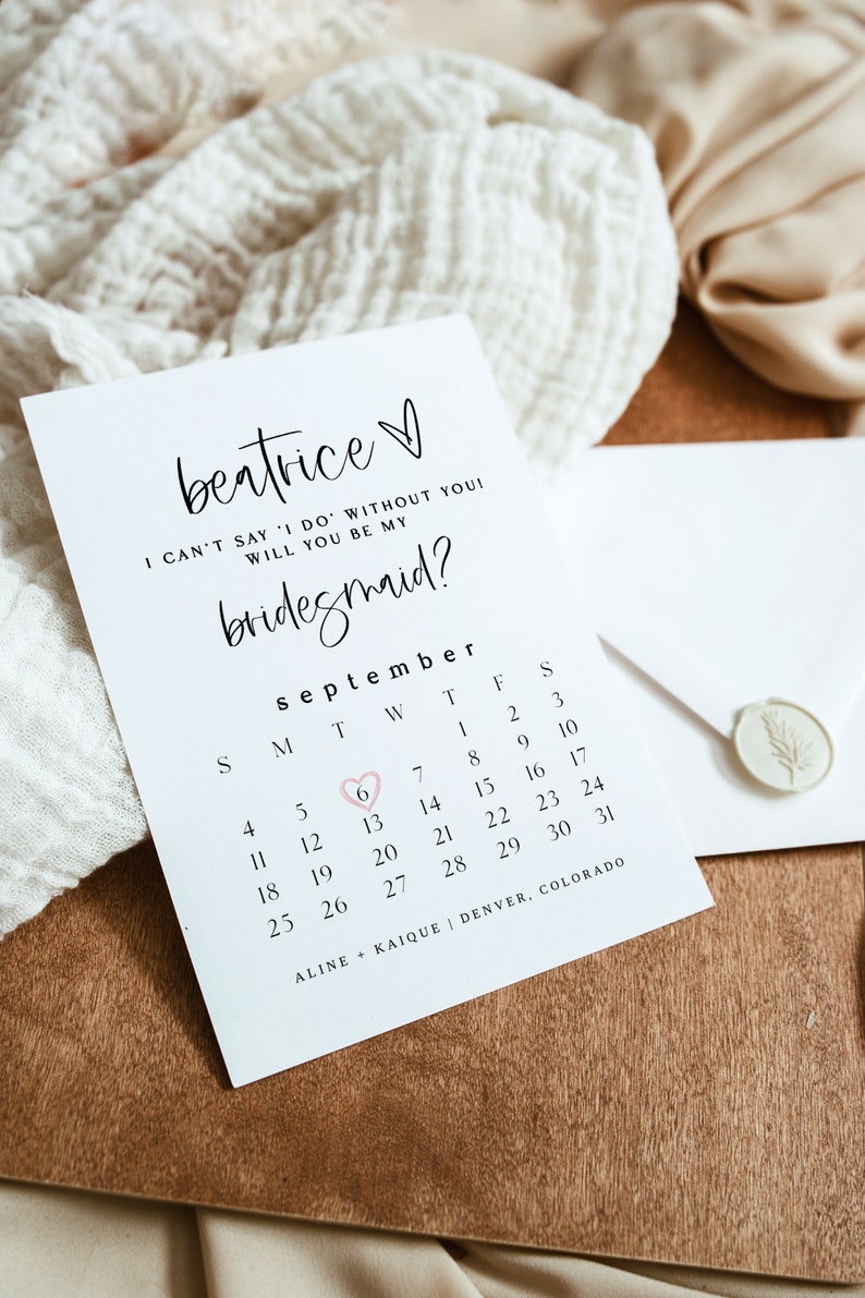 Printable Bridesmaid Proposal Card Calendar Bridesmaid Etsy