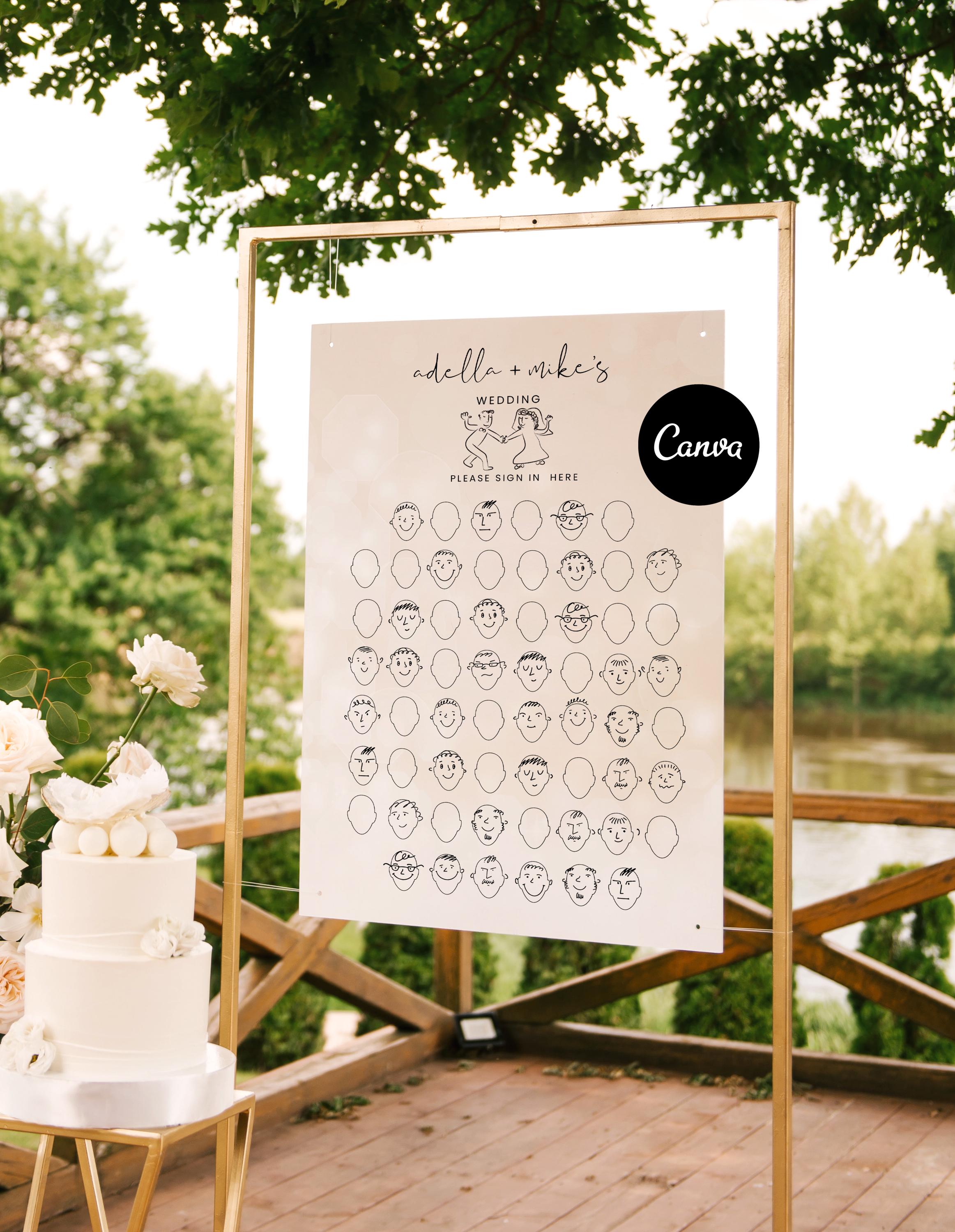 Wedding Guest Book Alternative, Interactive Wedding Guestbook, Doodle Guest Book, Wedding Signage Canva Download, Unique Guest Book Ideas
