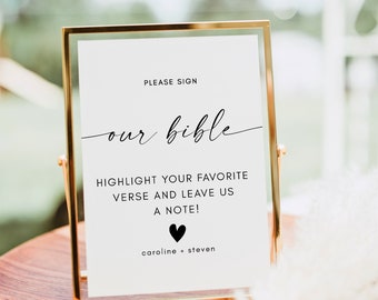 Minimalist Sign Our Bible Sign, Modern Please Sign Bible Guestbook Sign, Elegant Wedding Guestbook, Modern Minimalist Wedding