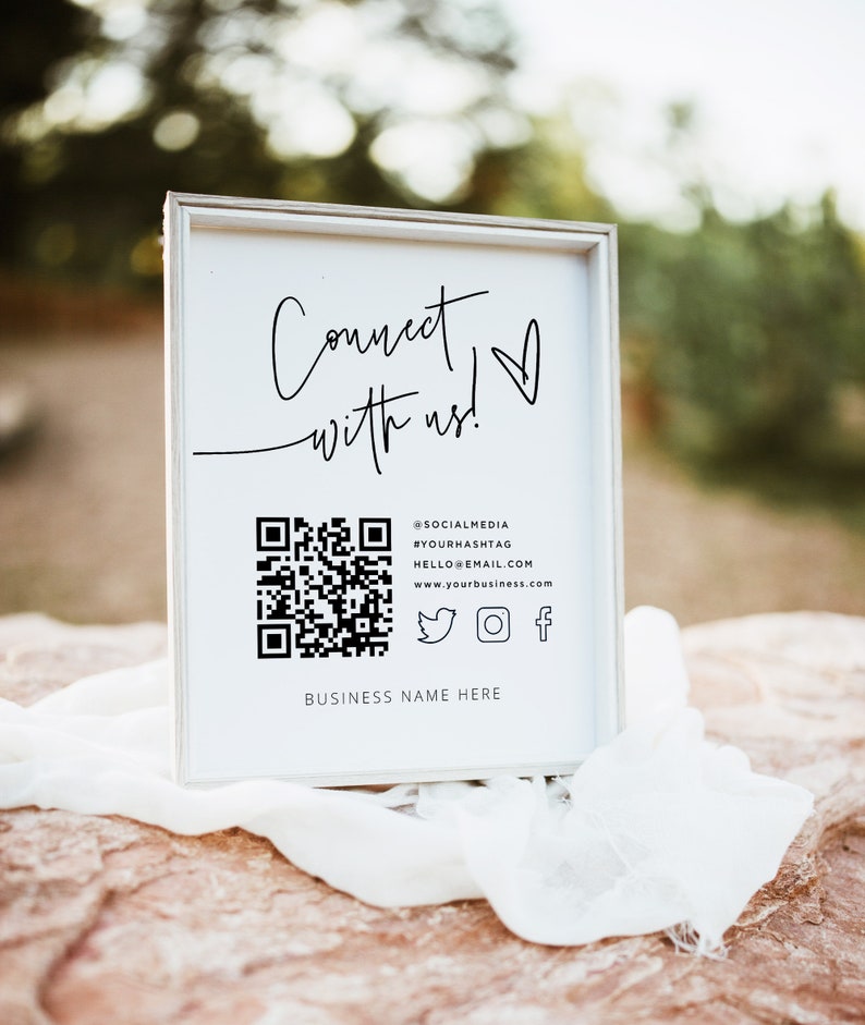Connect With Us QR Code Sign Business Social Media Sign - Etsy