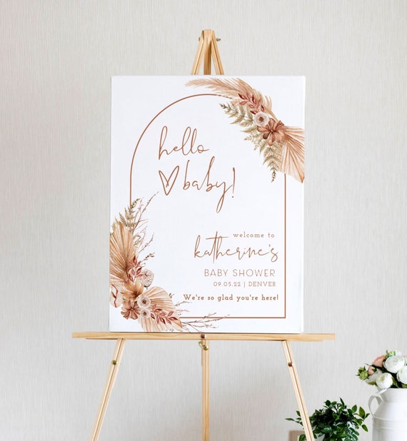 Editable Boho Baby Shower Welcome Sign Template, Pampas Grass Baby Shower  Welcome Poster, Minimalist Baby Shower Welcome Sign, Boho Arch Welcome  Sign