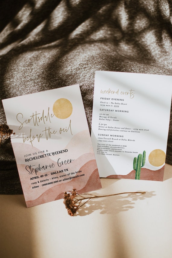 Scottsdale Before the Veil Bachelorette Invitation Template, Scottsdale Bachelorette Invitation, Arizona Bachelorette Invite