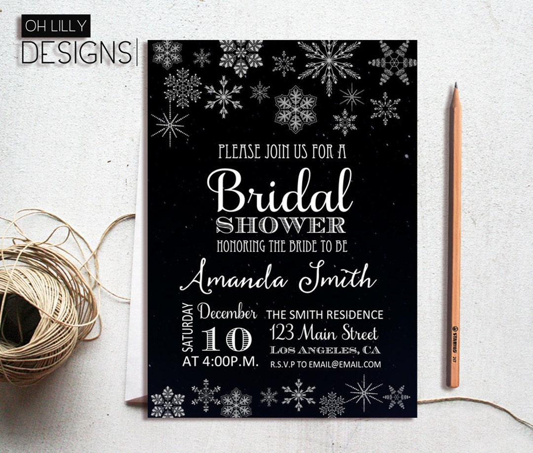 Winter Bridal Shower Invitations Printable, Christmas Bridal Shower ...