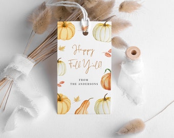Happy Fall Y'all Tags, Autumn Party Favor Tags, Fall Gift Tags, Pumpkin Favor Tags, Fall Cookie Tags Template, Autumn Gift Tags Editable DIY