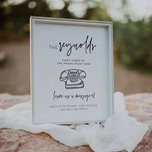 ELLIA | Telephone Guestbook Sign, Audio Guest Book Sign, Minimalist Reception Wedding Sign, Wedding Reception Guestbook Sign, Digital