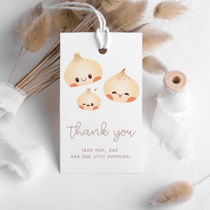 Dumpling Thank You Tags Printable, Bao Dumpling Baby Shower Favor Tags, Dumpling Baby Shower, Gender Neutral Baby Shower Favor Tags DIY