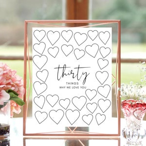 Thirty Reasons We Love You, 30 Things We Love About You, Men's 30th Birthday Sign, 30th Birthday Guestbook Sign, 30th Birthday Women Decor