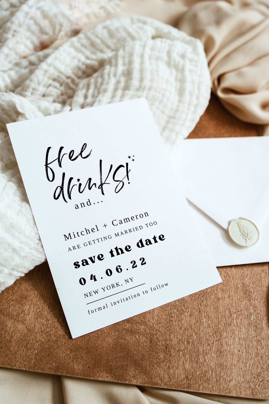 Free Drinks Save the Date Template, Modern Save the Date Template ...