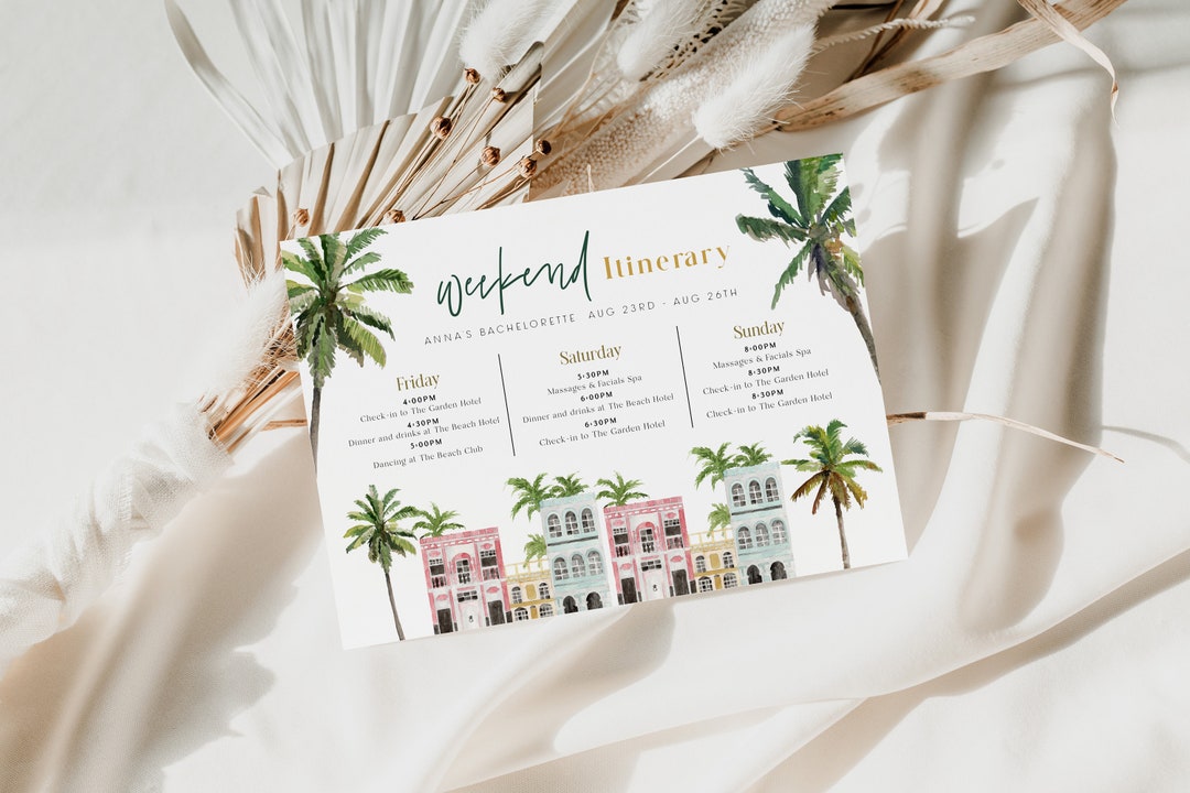 Editable Charleston Bachelorette Itinerary, Charleston Bachelorette ...