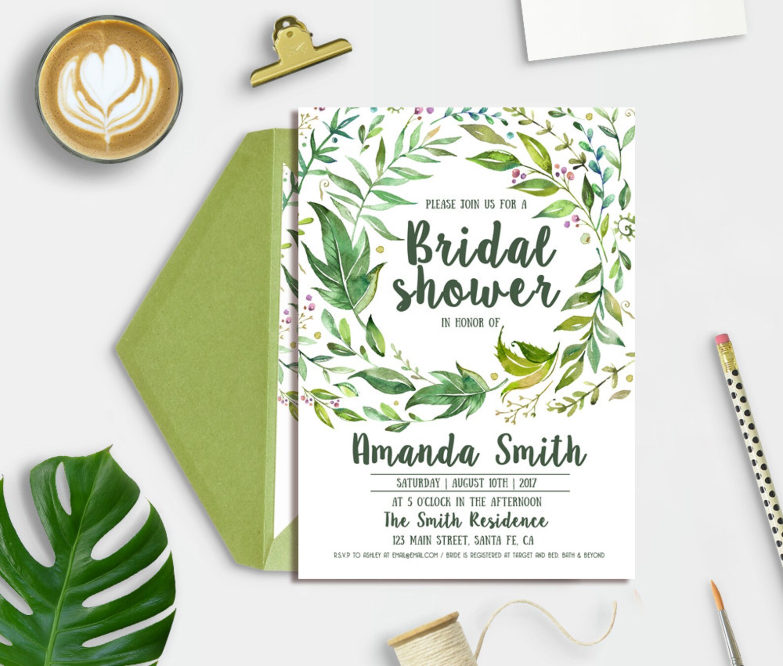 Bridal Shower Invitation Printable Floral Bridal Shower Etsy