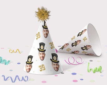 Birthday Party Hats Adults, Printable Birthday Party Hats, 30th Birthday Decorations, Birthday Decorations for Men, Retirement Decorations