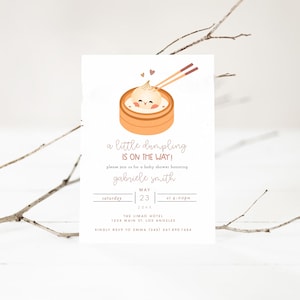 Bao knoedel babyshower uitnodiging, dim sum babyshower, knoedel thema feestuitnodiging, knoedel onderweg, kleine knoedel, bao babyshower