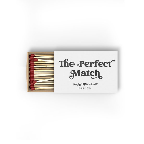Retro Wedding Matches Sticker Template, Wedding Matchbox Label, The Perfect Match, Customized  Matches, Party Matches Stickers