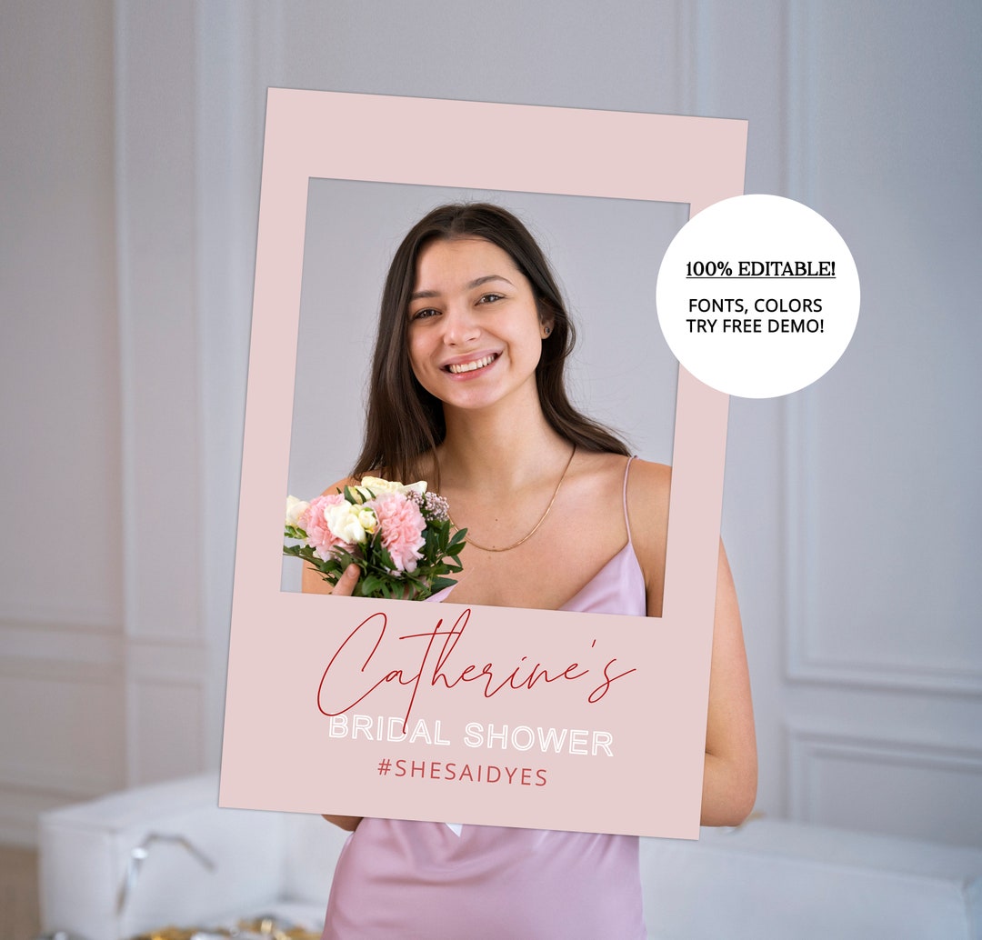 Bridal Shower Prop Frame Template Modern Bridal Party Frame Etsy