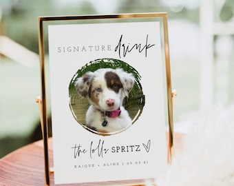 Ellia | Dog Signature Cocktail Signs Instant Download, Dog Signature Drink Sign Template, Pet Printable Signature Drink Sign For Wedding