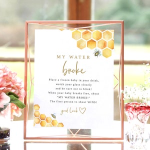 Babee Shower Games Template, My Water Broke Baby Shower Game, Printable Bee Baby Shower, Frozen Baby Game, Ice Cube, Editable