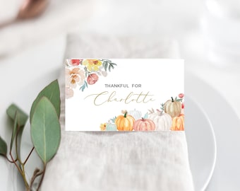Thanksgiving Place Cards Template, Thanksgiving Name Card, Friendsgiving Place Cards, Food Labels Place Cards