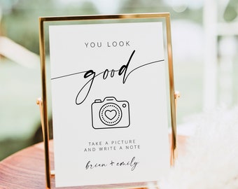 You Look Good Wedding Sign, Photo Guestbook Sign, Unique Guest Book Alternative for Wedding, Modern Guest Book Sign Printable 100% Editable