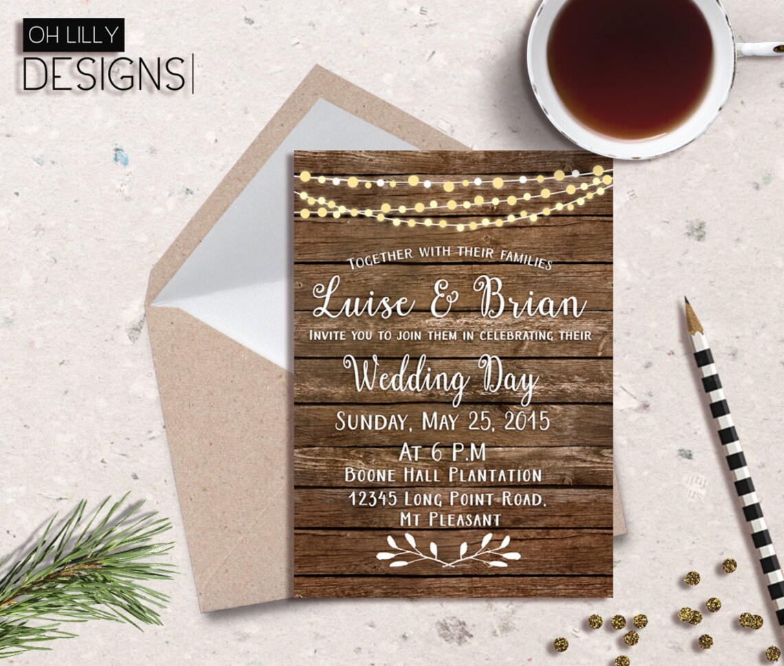 Rustic Wedding Invitation Printable Country Wedding | Etsy