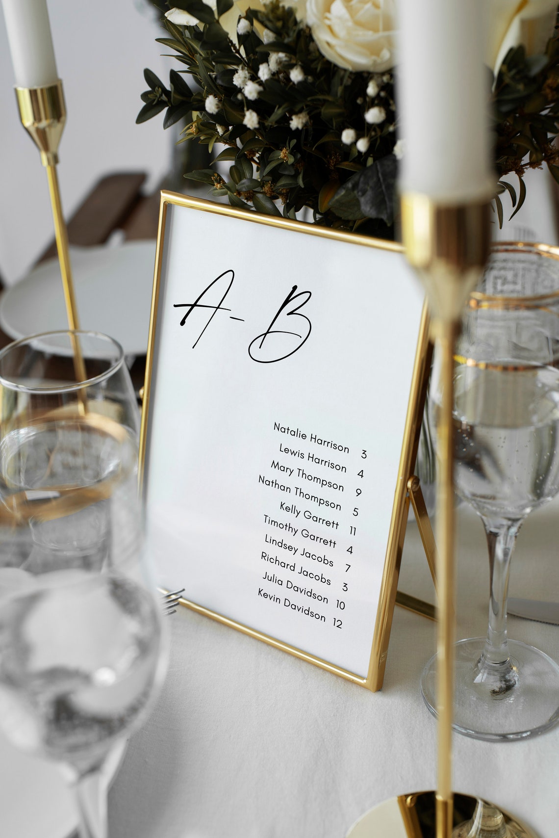 5x7 Alphabetical Seating Chart Template, Table Seating Chart Printable ...