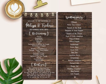 Rustic Program Wedding Printable, Wedding Program, Rustic Place Card, Place Card Printable, Vintage Place Cards, Wedding Vintage Program