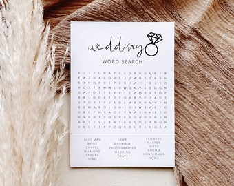 Wedding Activities Adults, Wedding Word Search Game, Bridal Shower Word Puzzle Search, Editable Wedding Shower Games Fun Printable, Modern