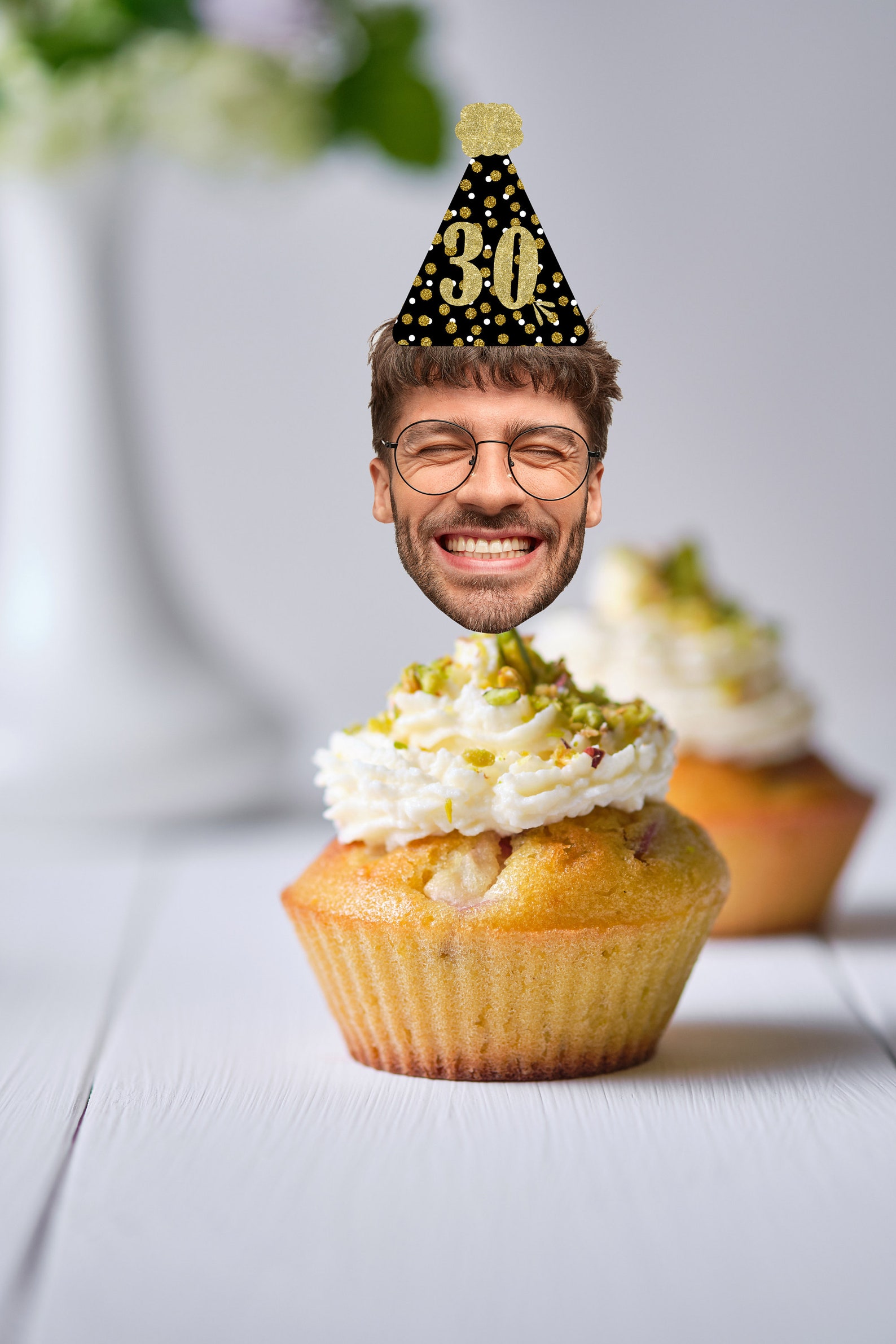 Custom Photo Cupcake Toppers Printable Birthday Cupcake Etsy