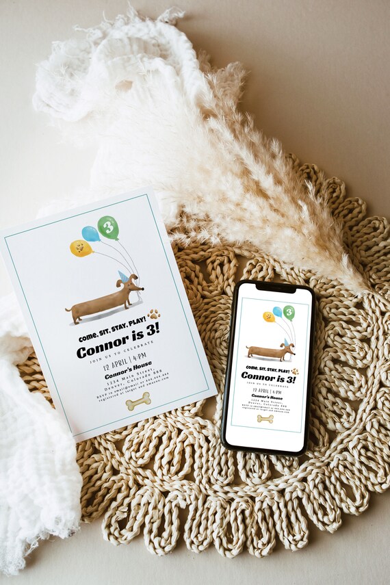 Dog Birthday Party Invitation Template Dog Birthday - Etsy