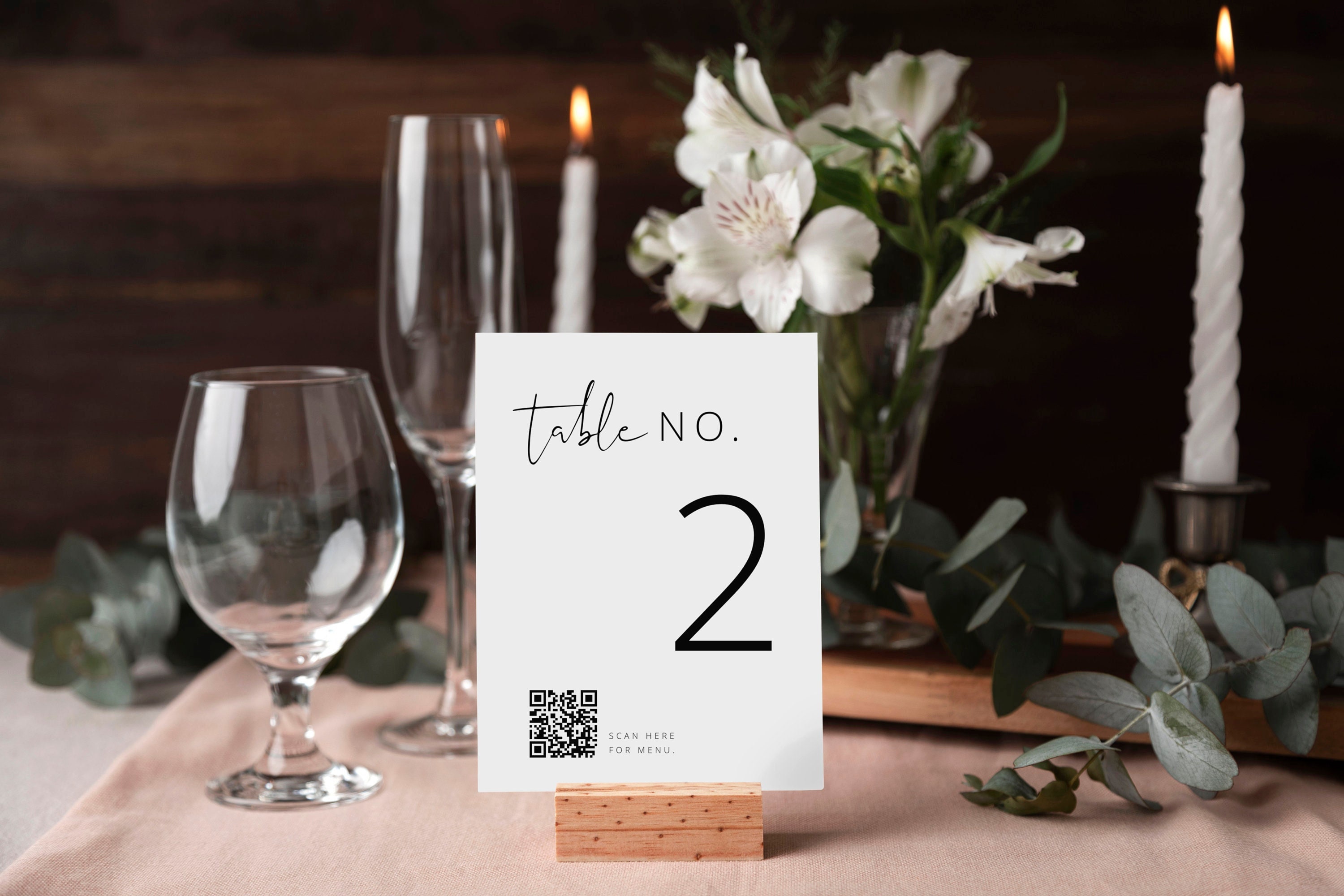Table Number QR Code Wedding, Table Card Qr Code Template, Wedding Table Numbers Signs, Modern Table Numbers, Editable Table Sign Party DIY