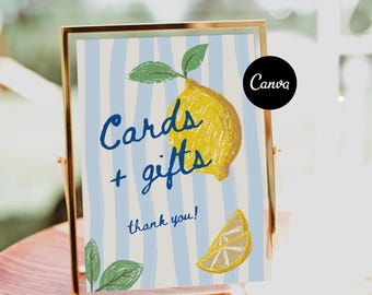 Ciao Bambino Baby Shower Cards and Gifts Sign, Ciao Baby Italian Baby Shower Sign, Italian Baby Shower Decorations, Lemon Cards & Gifts Sign