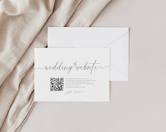 Wedding Website QR Code Insert, Wedding Website Card Template, QR Code Wedding Details Insert, Editable Details Card QR Code, Ceremony Cards
