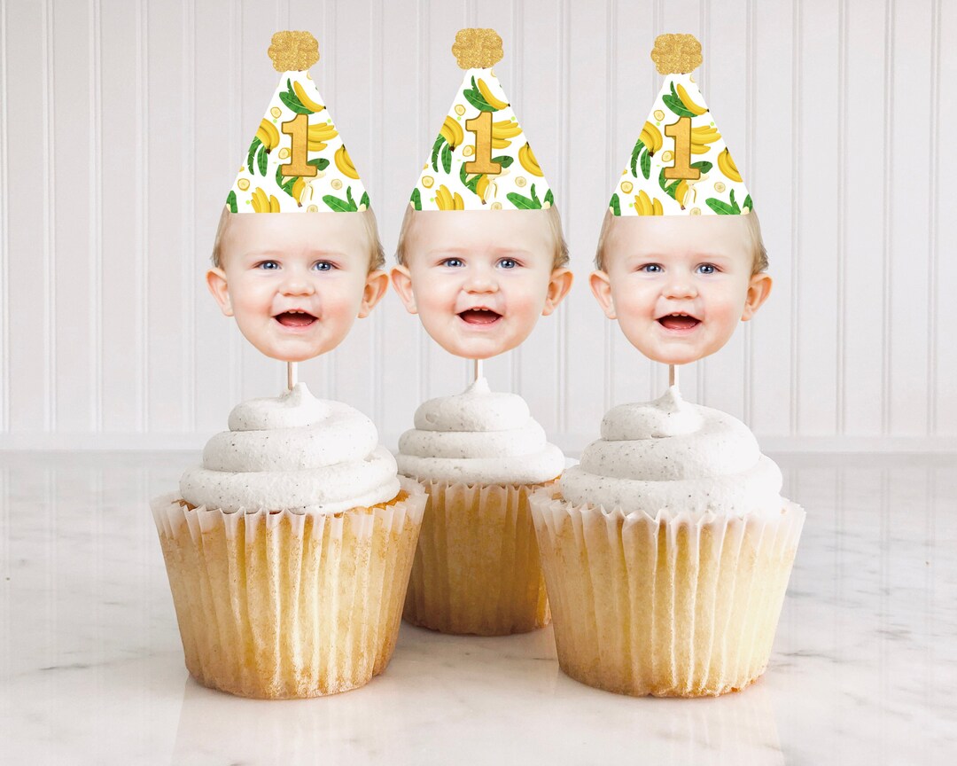 Banana Cupcake Topper Printable, Birthday Fruits Cupcake Toppers ...