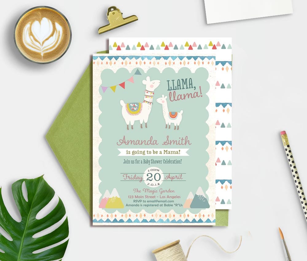 Llama Baby Shower Invitation Llama Baby Shower Printable | Etsy