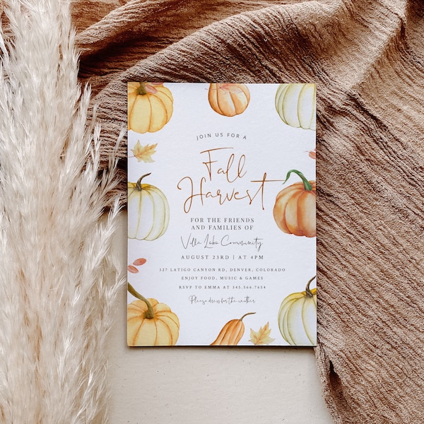 Fall Harvest Invitation, Fall Community Celebration, Fall Church Celebration, Autumn Company Party Invite, Fall Fest Invitation Editable DIY