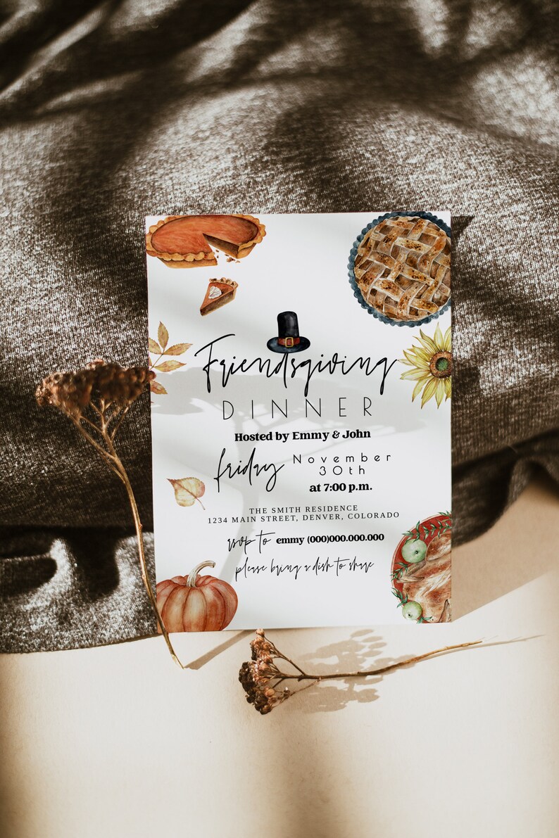 Friendsgiving Invitation Editable, Friendsgiving Dinner Invitation Template, Editable Friendsgiving Invitation, Friendsgiving Dinner, Evite image 2