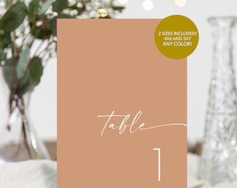 Minimalist Table Number Card Template, Modern Simple Clean Wedding Table Number, Editable, INSTANT DOWNLOAD, Templett, DIY